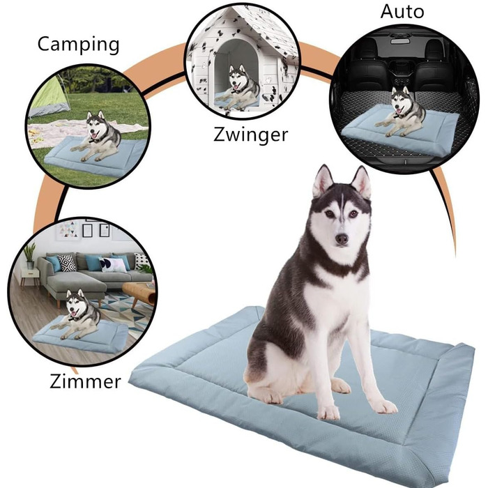 LATRAT Зворотне складне водонепроникне ліжко для собак, килимок для собак для подорожей, кемпінгу, на вулицю, з неслизьким дном, 90x60 см