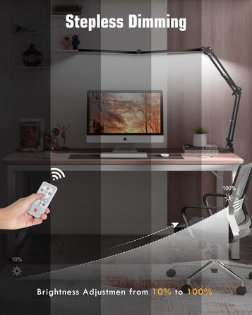 LED настільна лампа NOEVSBIG 24W з регулюванням яскравості, 5 режимів, таймер, сенсорне керування, кріплення, денне світло, сучасний дизайн