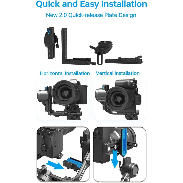 FeiyuTech SCORP-C2: Стабілізатор камери з AI-трекінгом 4.0, 3.5 кг вантажопідйомність, 14 годин роботи, вертикальні зйомки, для Vlog, YouTube та сімейних свят (Kit з кейсом та 3 аксесуарами)