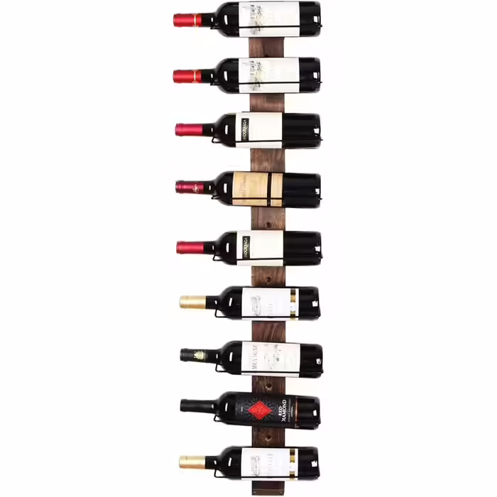 J JACKCUBE DESIGN MK699A Wine Rack, Wall Mounted, Holds 9 Bottles, Elegant and Simple Rustic Wooden Wine Storage for Kitchen and Home Decor Rustic Wood