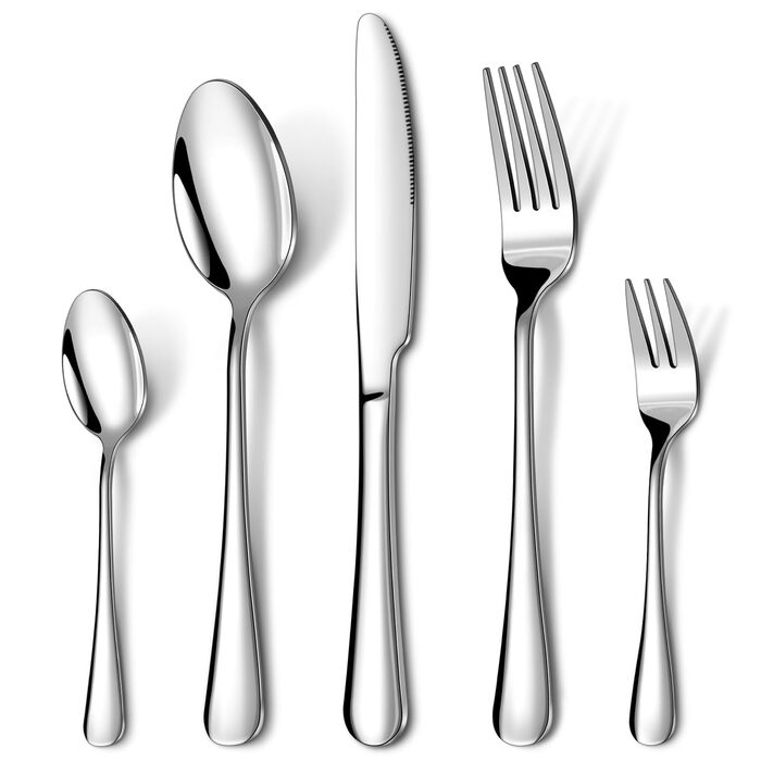Набір столових приборів на 6 осіб, 30 предметів: виделки, ложки, ножі, нержавіюча сталь, дзеркальне полірування, для посудомийної машини