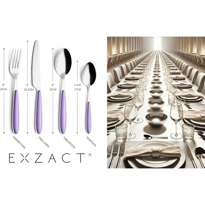 Набір столових приборів Exzact Rostfrei Stahl (нержавіюча сталь) EX07 (Фіолетовий, 16 шт.)