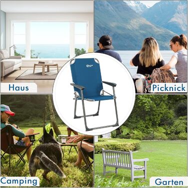 Крісло для кемпінгу Portal: складне, легке, на 150 кг, з високою спинкою, для риболовлі, пляжу, відпочинку на природі (оранжевий, сірий, блакитний)