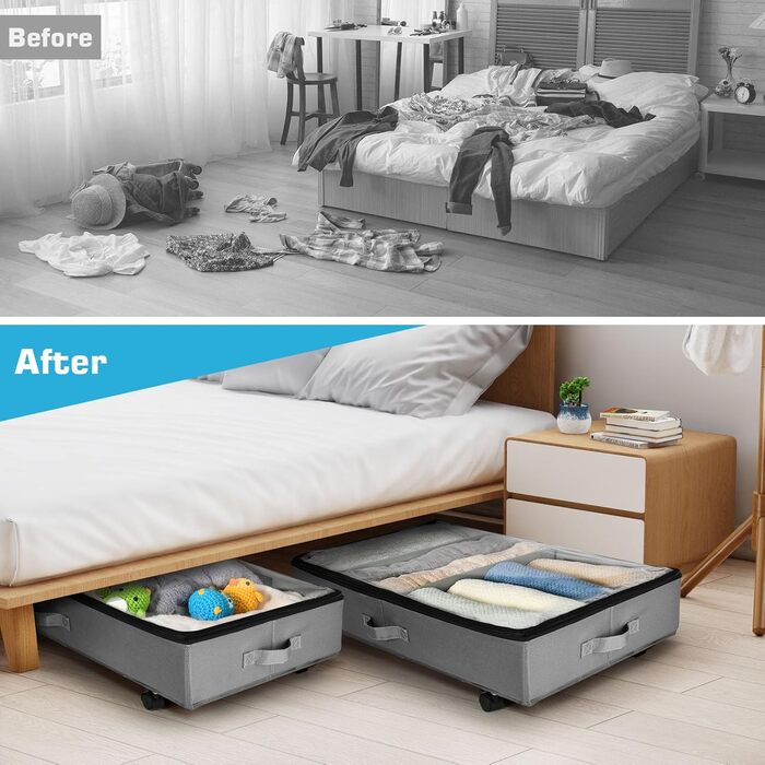 Органайзер для підлоги Xtsuen 2 шт. з роликами, велика місткість, для одягу, взуття та ковдр