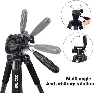 Штатив ZOMEI Q111 для камери та смартфона, алюмінієвий, легкий, 47–140 см, чорний
