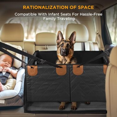 Автокрісло для собак великих та середніх порід – водонепроникне, з жорстким дном, вентиляційними вікнами та кишенями для зберігання