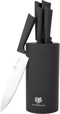Набір ножів Karl Hausmann 5 предметів: набір ножів та підставка - кухонні ножі з нержавіючої сталі, чорний