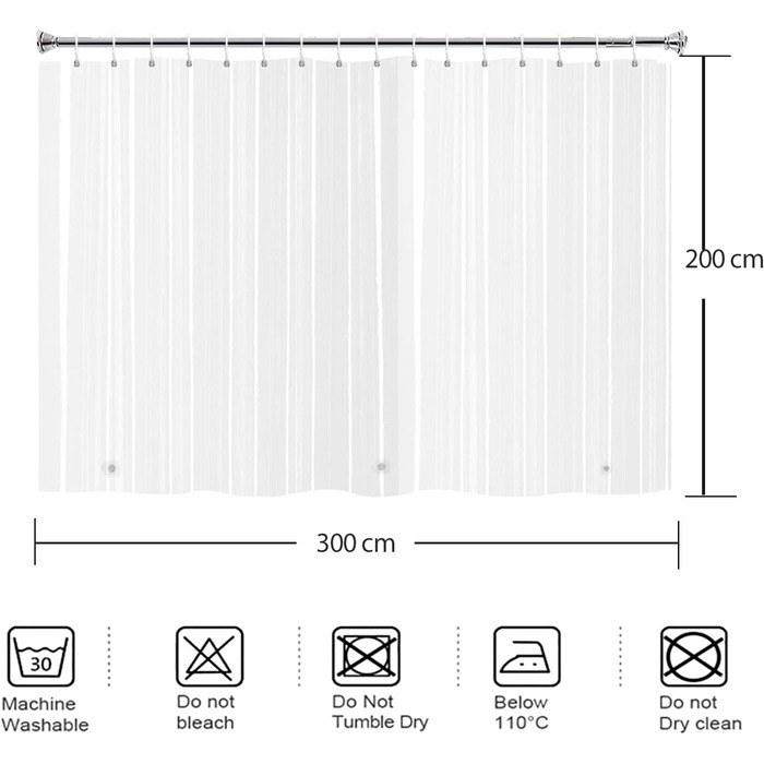 Шторка для душу YISURE, 120 x 200 см, прозора, водонепроникна, з магнітною фіксацією