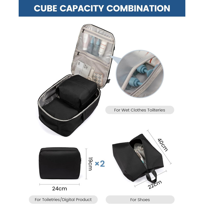 Рюкзак для подорожей LOVEVOOK, 17.3 дюйми, для ноутбука, чоловічий/жіночий, чорний