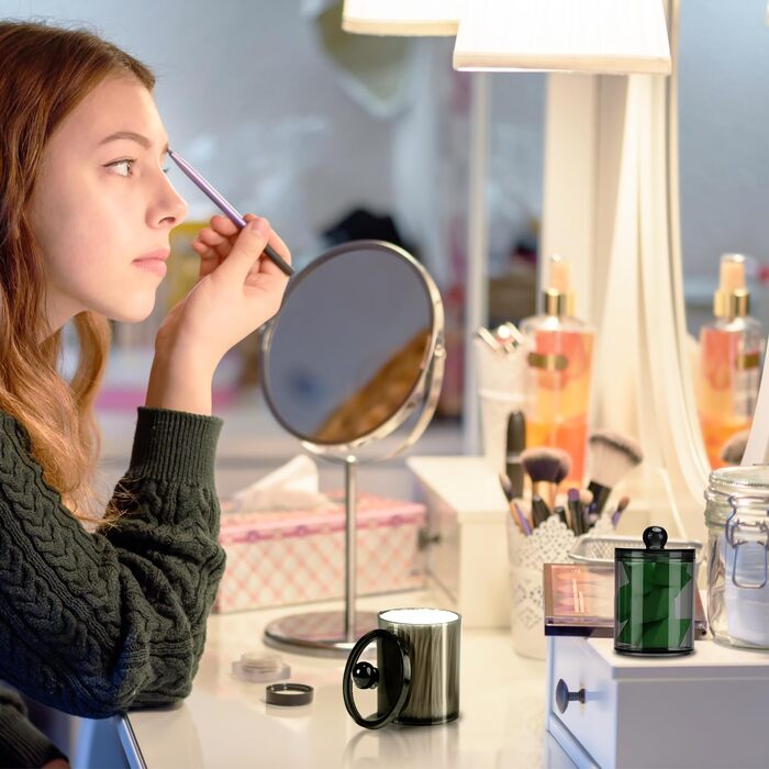 Організатор для ватних дисків та паличок AIMIXUN, набір 2 шт, чорний, прозорий диспенсер, для ватних паличок, зубної нитки, шпиньок