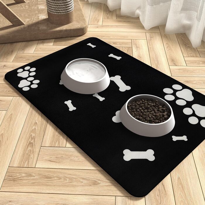 Нековзна килимок під миску для собак та котів Walant, легко миється, швидко сохне, чорний