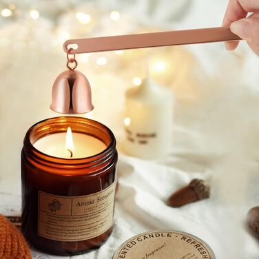 DORAFO Candle Accessory Set, 5-in-1 Stainless Steel Candle Care Set, including Candle Snuffer, Wick Trimmer, Wick Spoon, and 2 Lid Candle Holders with Gift Package (Rose Gold)