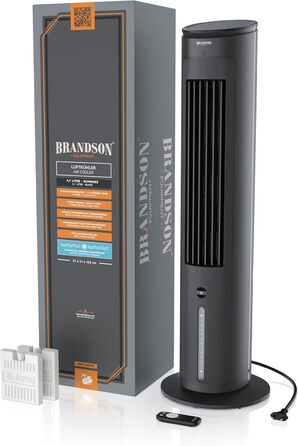 Мобільний вентилятор з водяним охолодженням Brandson - 5 в 1, тихий, 4.7л, чорний