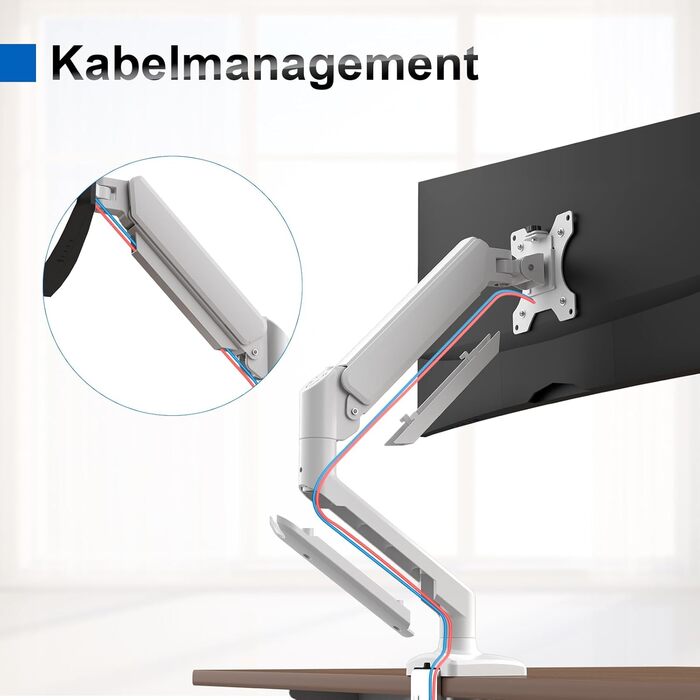 Кріплення для монітора GRIFEMA, 13-32 дюйми, регульоване, поворотне, до 9 кг, VESA 75x75/100x100, білий