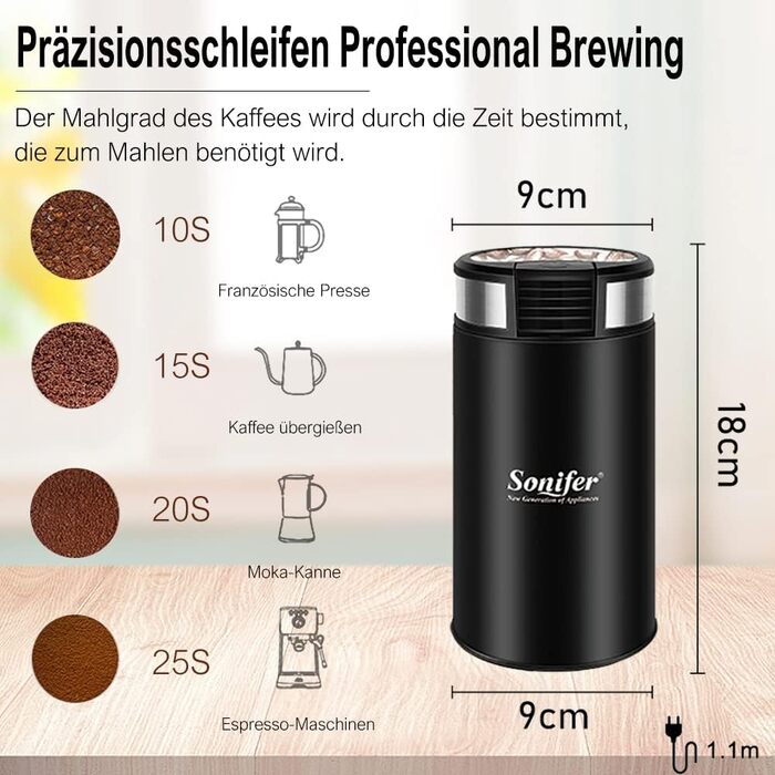 Електрична кавомолка для кави та спецій, 50 г, 200 Вт | Подрібнювач для кавових зерен, горіхів, трав