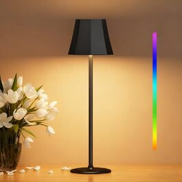 Бездротова LED-лампа Suright для столу з 3 кольоровими режимами + RGB, регульована яскравість, сенсорне управління, водонепроникність IP54, чорна