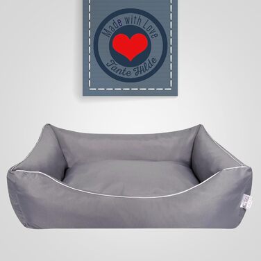Aunt Hilde Dog Bed Norderney XL (80x60x20) Grey – Washable, Robust and Comfortable Dog Bed & Dog Basket in Various Sizes – Ideal for smaller dogs e.g. Jack Russell, Beagle and Cocker