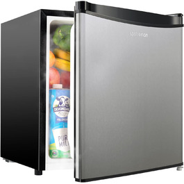 Upstreman 46L Mini Fridge with Freezer Compartment, Temperature Control, Energy Efficient, Quiet, 1-Door Beverage Refrigerator, Stainless Steel - FR17