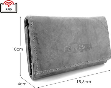 ekavale Wallet for Women Leather with RFID Protection, 25 Compartments, Long Card Holder (Gray)