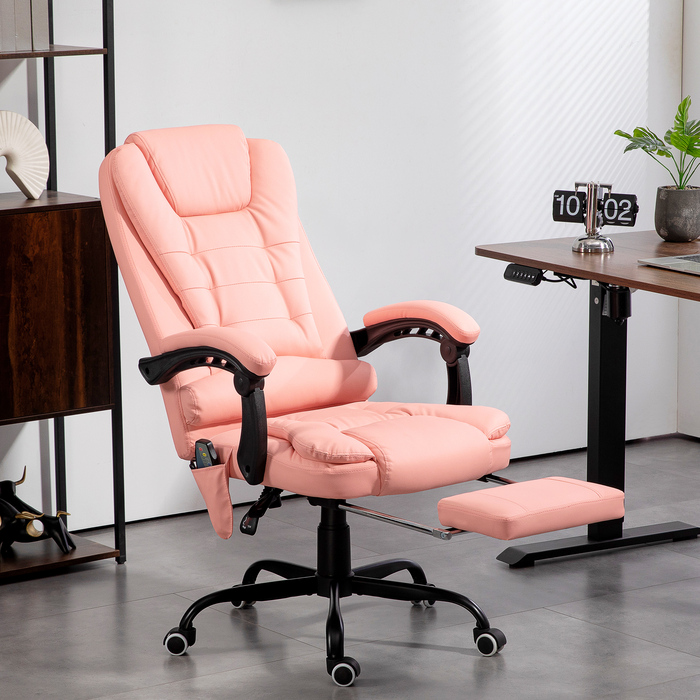 Vinsetto Office Chair with 7-Point Massage, Ergonomic Office Swivel Chair with Reclining Function, Height-Adjustable Executive Chair with Remote Control, 120 kg Load Capacity, for Study Room, Office, Pink | Aosom
