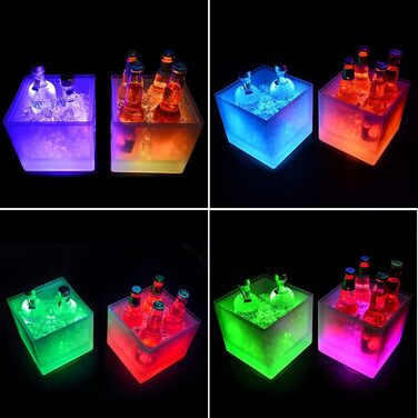 3.5L Ice Bucket LED, Colorful LED Ice Bucket for Bottles, Ice Bucket with Automatic Color Changing, For Parties, Homes, Bars, Clubs, Theme Restaurants, Can Freeze Red Wine, Juice, Beer
