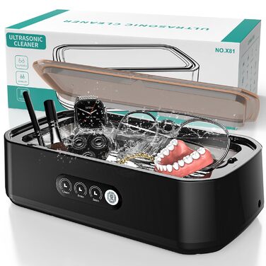 Ультразвукова мийка для ювелірних виробів та окулярів, 650 мл, 48 кГц, глибоке очищення 360°, чорний колір