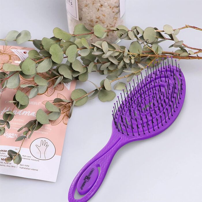 Щітка для волосся Chiara Ambra без заплутування - для жінок та чоловіків - розпушувач для кучерявого та довгого волосся - екологічна розпушувальна щітка, щітки для волосся - (слива)