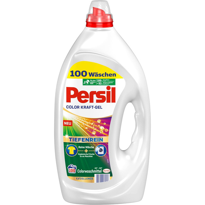 Рідкий засіб для прання Persil Color Kraft-Gel для кольорових речей, технологія глибокого очищення, 100 прань, ефективний від 20 °C