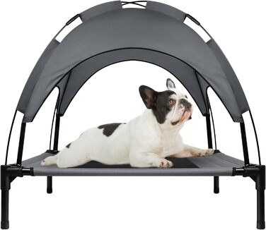 Підвищене ліжко для собак з балдахіном, Outdoor, для кемпінгу та пляжу, XL (122 x 92 x 102 см), водонепроникний дах, дихаюча тканина