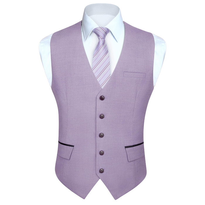 Елегантна жилетка для чоловіків HISDERN: весільна, класична, однотонна, для ділового стилю та вечірніх заходів (сіро-фіолетовий, 3XL)
