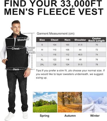 Чоловіча флісова жилетка 33000ft - ультралегка, без рукавів, з кишенями та блискавкою, чорна