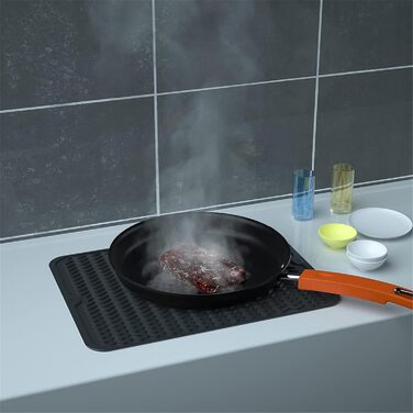 Силиконова підставка для посуду - 50 x 40 см. Без BPA, стійка до нагріву, не слизька. Підставка для сушіння посуду, чорна.