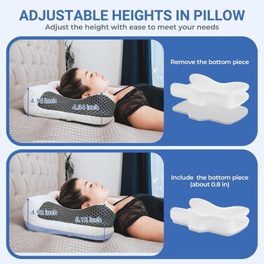 Подушка Elviros з піни Memory Foam для CPAP-терапії для тих, хто спить на боку, анатомічна, регульована висота, сумісна з масками, темно-сіра
