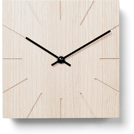 Natuhr Funk Wall Clock Table Clock Oak Wood - Beam - Solid Wood Design 17 x 17 cm (Smoked Oak Black Hands, ) (Oak Whitened / Black Hands, Radio Clock Movement)