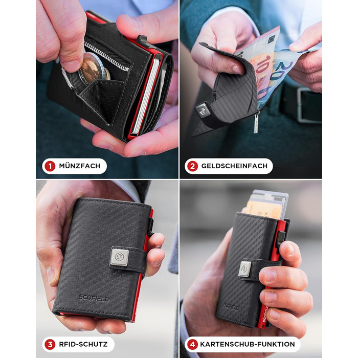 Чоловічий гаманець SF SCOFIELD з відділом для монет | Тонкий гаманець на 9-11 карт | RFID захист | Гаманець-картхолдер | Гаманець для чоловіків | Розумний гаманець | Чоловічий картхолдер | Гаманець Slim | Картодзерж з відділом для монет Mini (Carbon - Fir