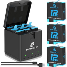Набір акумуляторів Homesuit Hero 12 1800mAh + LED зарядний пристрій USB-C для GoPro Hero 12/11/10/9 Black (2 шт. акумулятори)