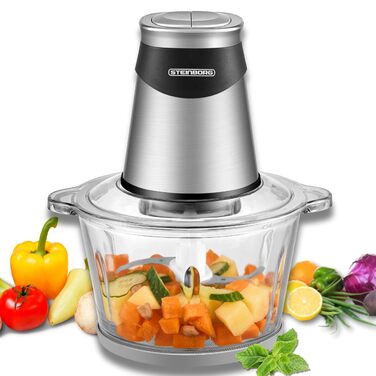 Електричний подрібнювач Multizerkleinerer Blitzhacker 500W 1,8L: універсальний кухонний комбайн для приготування дитячого харчування, горіхів, овочів, фруктів та м'яса. Скляна чаша.