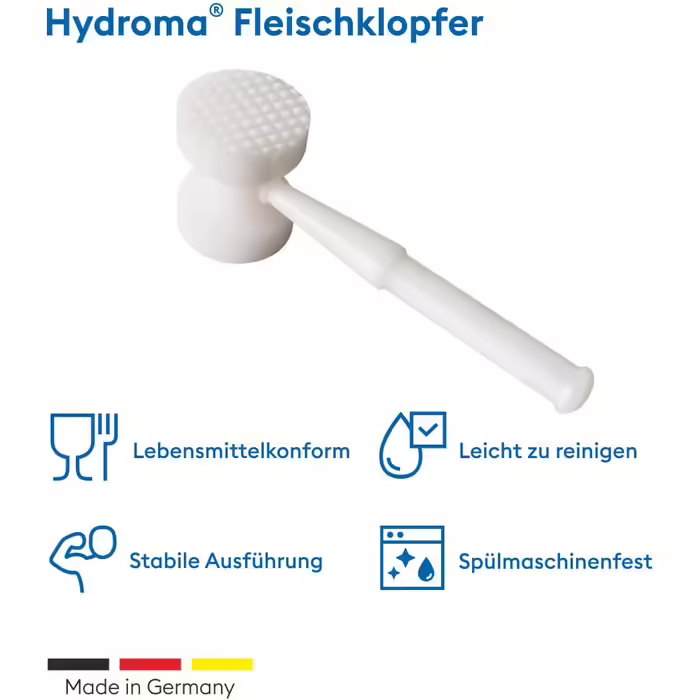 Hydroma® Meat Tenderizer/Steak Hammer made of plastic (PE, Polyethylene) – with a textured and smooth striking surface
