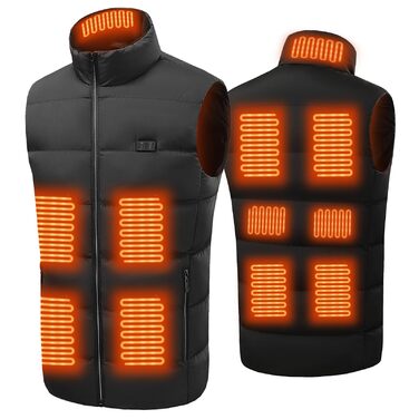 Електрична гріюча жилетка Avarmora для чоловіків та жінок, 13 зон нагріву, 3 температурні режими, флісова жилетка для активного відпочинку, катання на лижах, мотоциклі, риболовлі, чорний колір