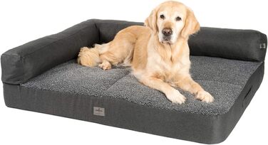 JAMAXX Преміум Софа для собак 2-в-1 - Ортопедична подушка з Memory Foam, Знімні подушки та чохол, Матеріал: Лямбсфур/Шерпа, PDB3014 (L) 120x90 антрацит