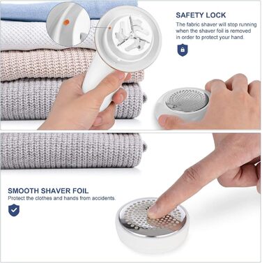 Електричний видальник для одягу Fusselschneider з кабелем, подвійним захистом, безпечним замиканням та щіткою для чищення різних тканин (Рожевий)