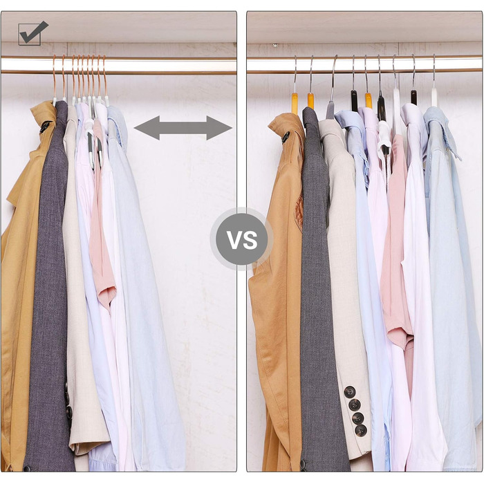 Набір вішалок SONGMICS 30 шт., для костюмів, з пластику, преміум-якість, антиковзаюче покриття, економія місця, 0,5 см товщина, гачок рожевого золота, поворот на 360°, ширина 41,5 см, світло-сірий + темно-сірий