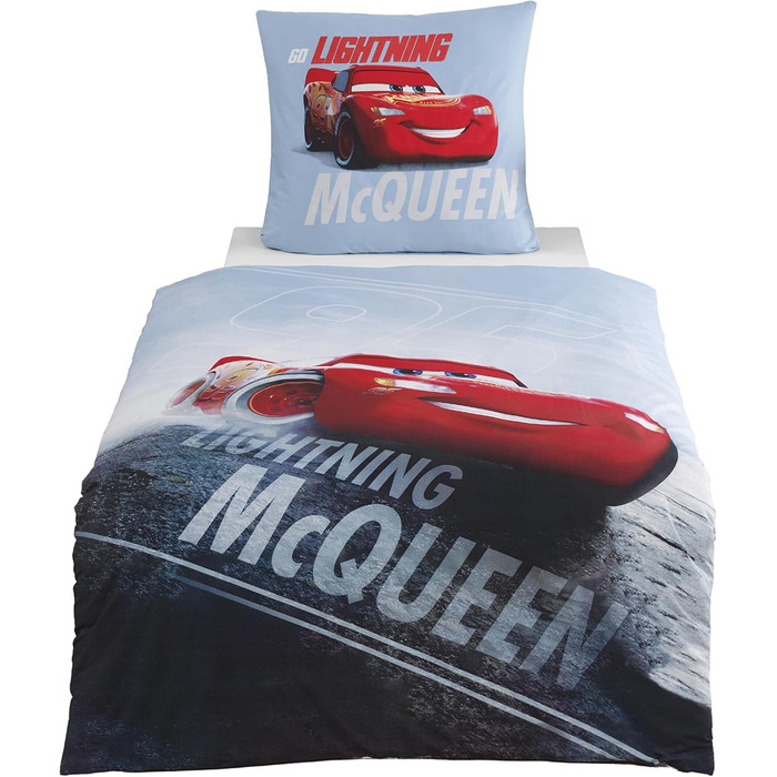 Комплект постільної білизни Cars для хлопчиків 135x200/80x80, бавовна, Disney