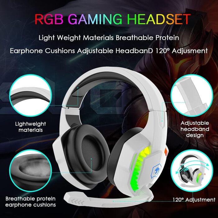 Ігровий набір 4 в 1: Клавіатура 60%, Миша, Навушники та Pad. Білий. RGB, Anti-Ghosting, 2400 DPI