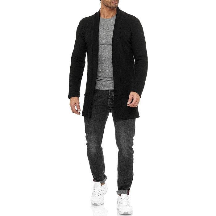 Кардиган чоловічий Redbridge, куртка-світшот, сако, довгий крій (XXL, чорний)