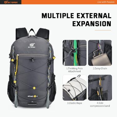 SKYSPER ISHELL 30 Foldable Backpack 30L Ultra-light Daypack Packable Daypack Waterproof Hiking Backpack Travel Backpack for Camping Outdoor Hiking Travel (Ishell30-dark gray)