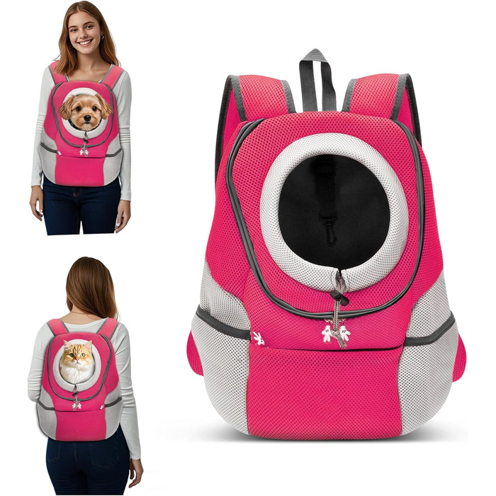 Рюкзак для собак та котів ALLSOPETS, XL, рожевий - переноска для собак, котів, велосипедна переноска, рюкзак для хатніх тварин