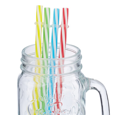 Relaxdays Set of 4 Colorful Drinking Glasses with Lids