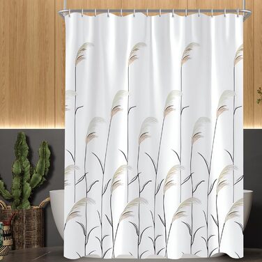 Штора для душу Weizenohr 180x200 см, з утяжеленим краєм, антигрибкова, водовідштовхувальна, поліестер, з кільцями (1 шт)