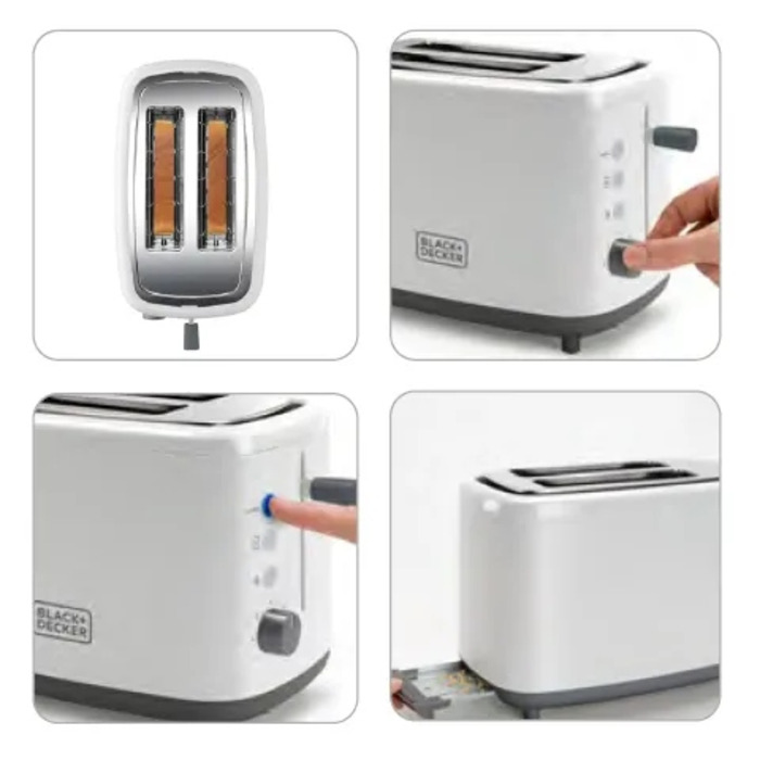 Тостер Black+Decker BXTO820E, білий, 820 Вт